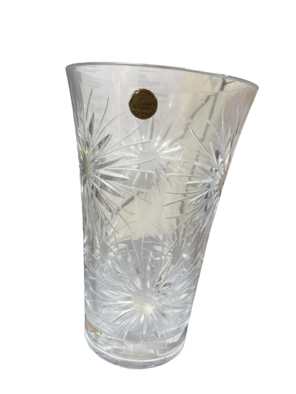 Cristal d'Arques France Vtg 24% lead crystal starburst labeled vase SKU 10-817